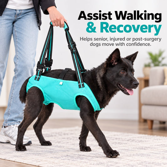Dog lift harness for assisted walking and recovery support
