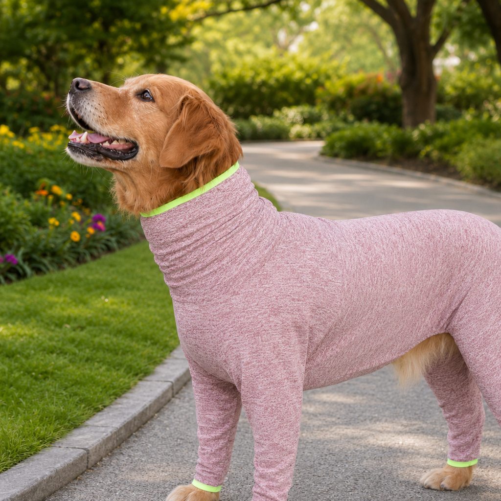 Paws in Awe Large Dog Full-Body Suit for Indoor Wear - Stretch 4-Leg Coverall image 11