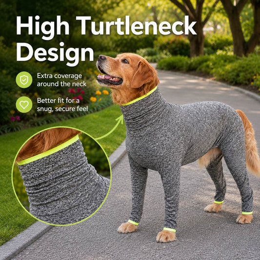 Paws in Awe Large Dog Full-Body Suit for Indoor Wear - Stretch 4-Leg Coverall image 2