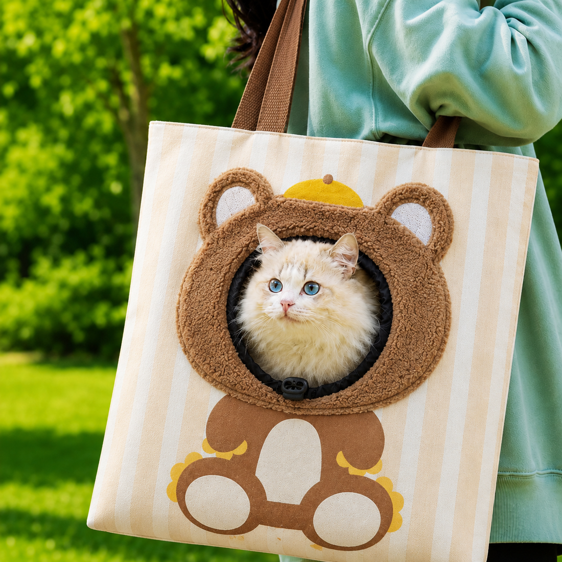 Paws in Awe Portable Small Pet Travel Tote Bag for Daily Outings - Lightweight Peek-Out Carrier for Cats & Puppies Under 6.6 lb image 12