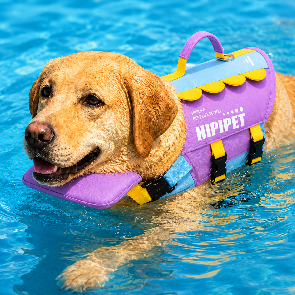 Paws in Awe High-Visibility Bee-Wing Dog Life Jacket with Chin Float & Rescue Handle for Pool, Lake & Boat Safety image 12