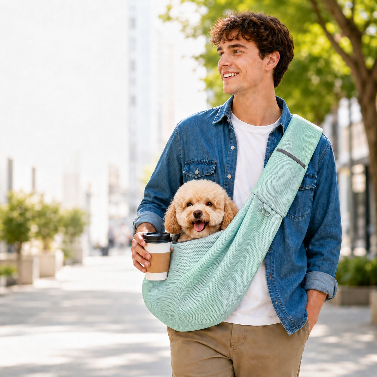 Paws in Awe Crossbody Pet Sling Carrier for Small Dogs & Cats - Breathable Hands-Free Travel Bag for Walks, Errands & Vet Visits image 15
