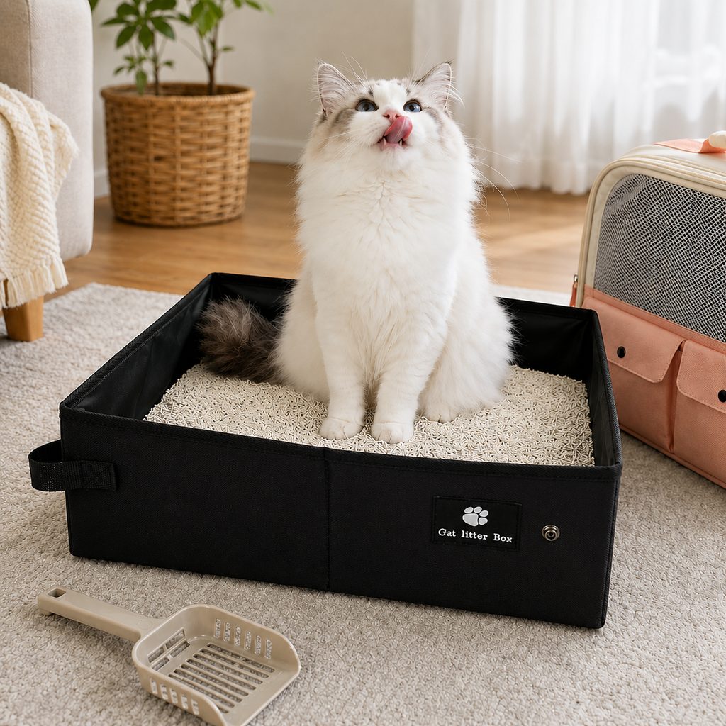 Black foldable cat litter box