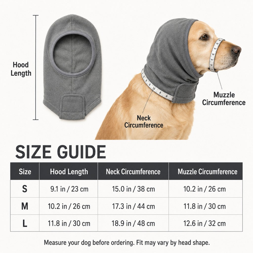Paws in Awe Calming Dog Hood with Clear Viewing Panel, Gentle Head & Neck Wrap for Grooming, Thunderstorms, Fireworks & Travel Comfort image 9