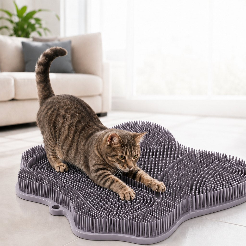 Paws in Awe Soft TPR Cat Scratch & Massage Mat for Indoor Cats – Sofa-Saving Pad for Scratching, Stretching & Rubbing image 12