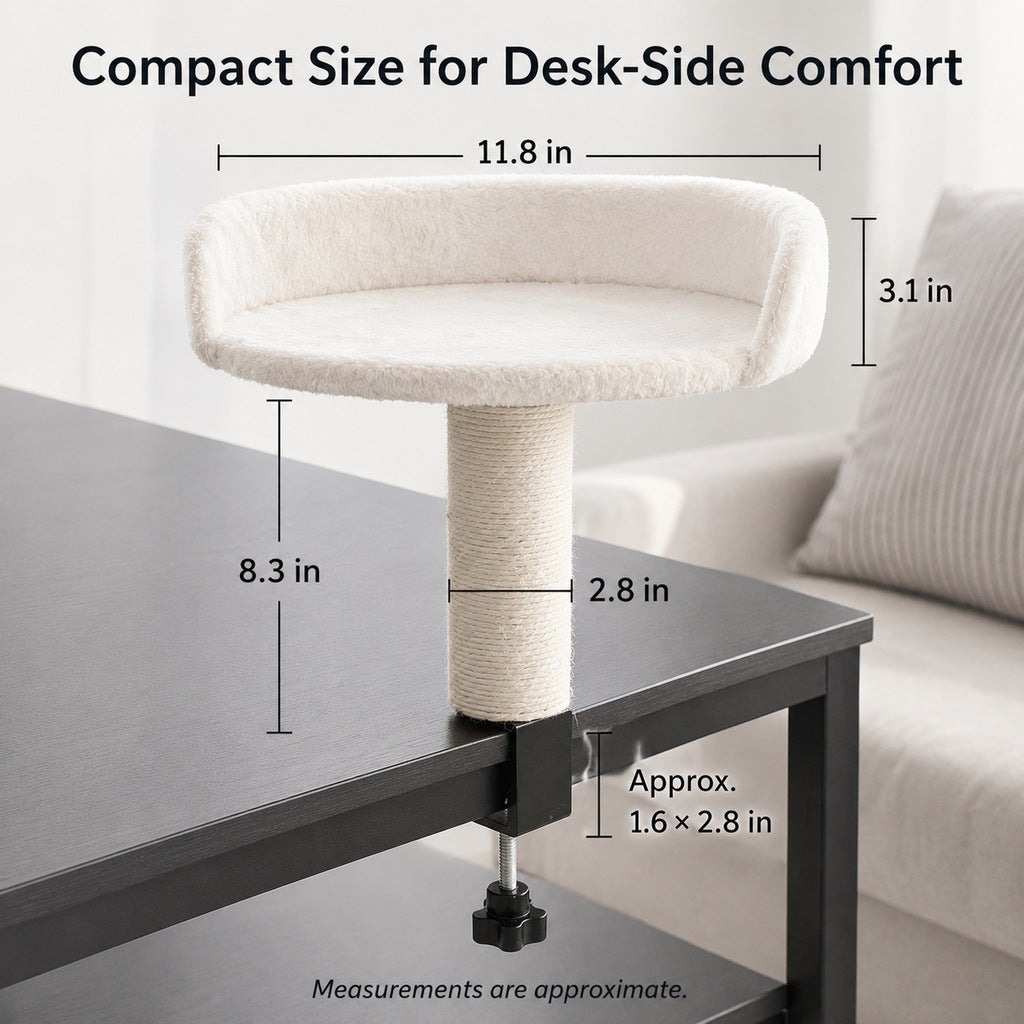 Paws in Awe Clamp-On Cat Perch for Home Office Desks - Space-Saving Cat Bed with Sisal Scratching Post image 9