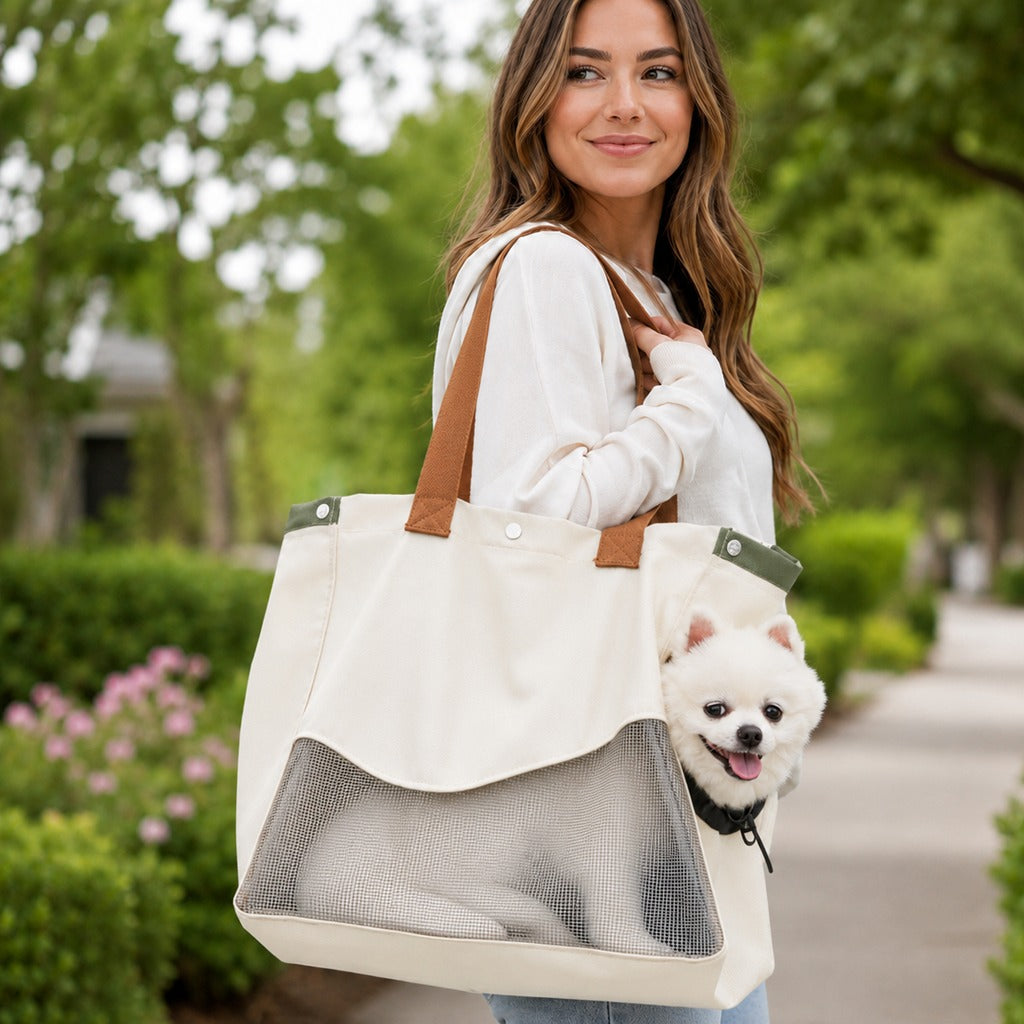 Paws in Awe Pet Carrier Tote Bag for Cats & Small Dogs - Breathable Shoulder Bag for Walks, Vet Visits & Errands image 12