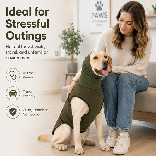 Paws in Awe Dog Calming Shirt for Fireworks & Thunderstorms - Anxiety Relief Wrap with Ear-Covering Hood for Vet Visits, Travel & Night Walks image 2