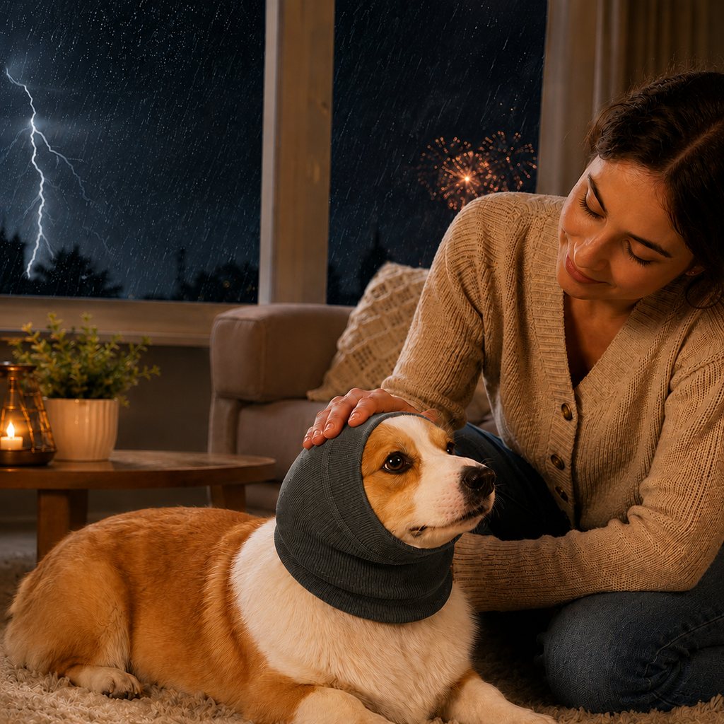 Paws in Awe Dog Calming Head Wrap for Thunder, Fireworks & Cold Walks - Soft Ear Coverage for Stressful Moments image 16