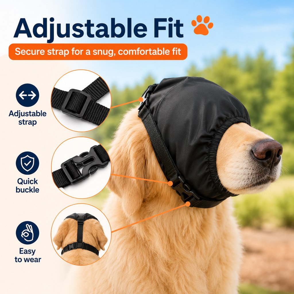 Paws in Awe Dog Calming Mask for Car Rides, Grooming & Vet Visits - Adjustable Visual Comfort Hood image 9