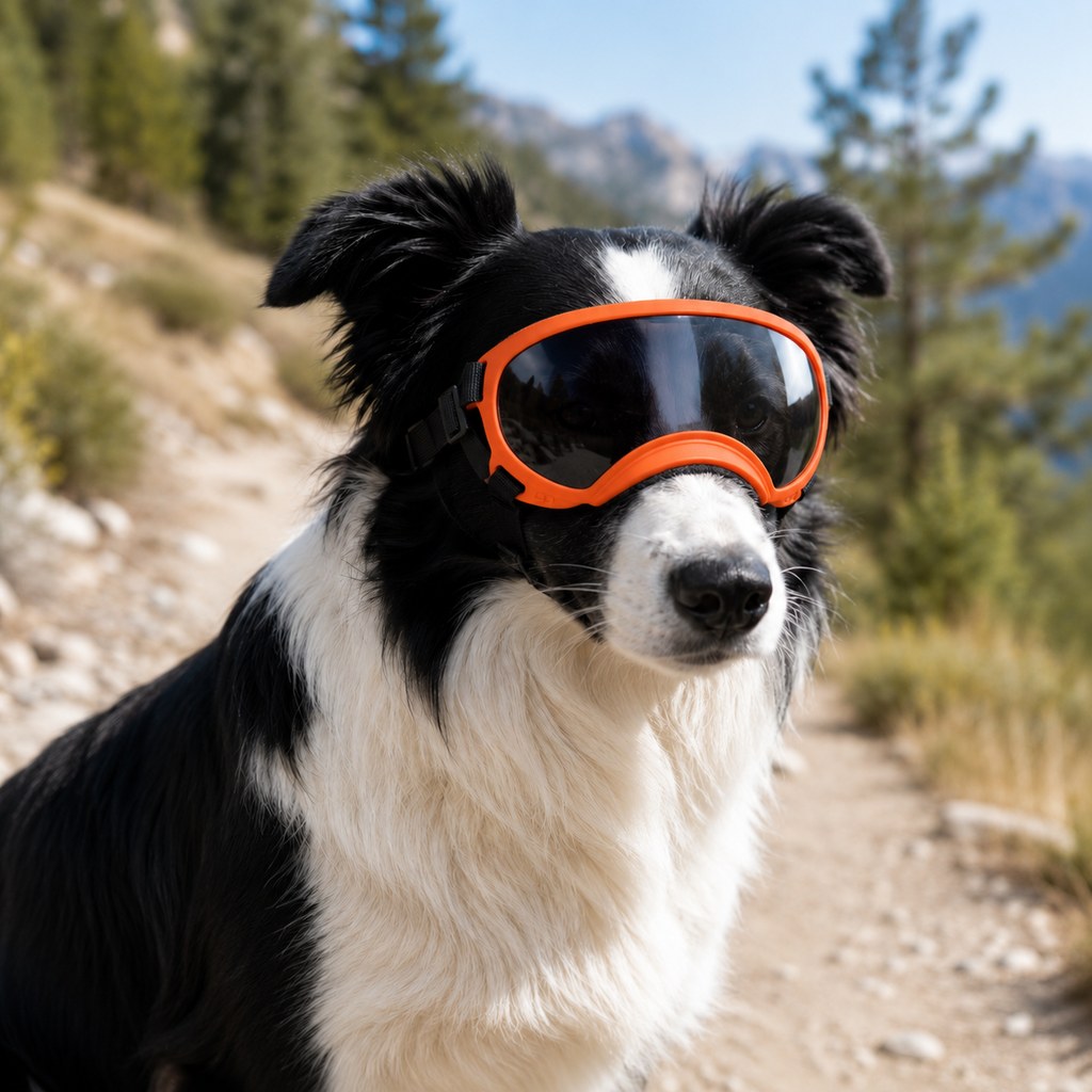 Orange photochromic dog goggles