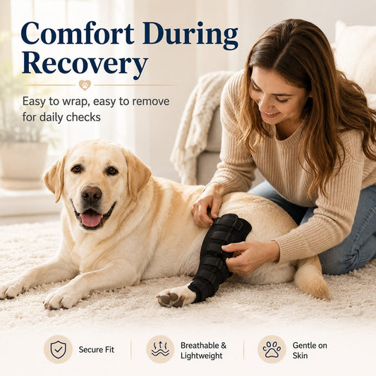 Paws in Awe Dog Leg Recovery Brace for Post-Surgery Care, Adjustable Rear Leg Support to Help Protect Against Licking & Chewing image 2