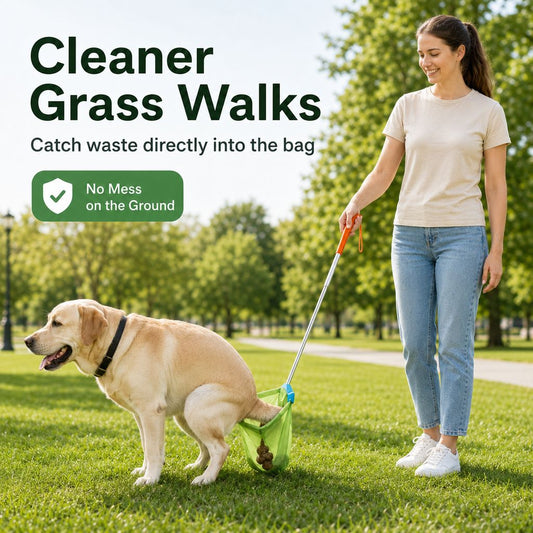 Paws in Awe Foldable Dog Poop Catcher for Walks - No-Bend Waste Pickup Tool with Telescopic Handle image 2