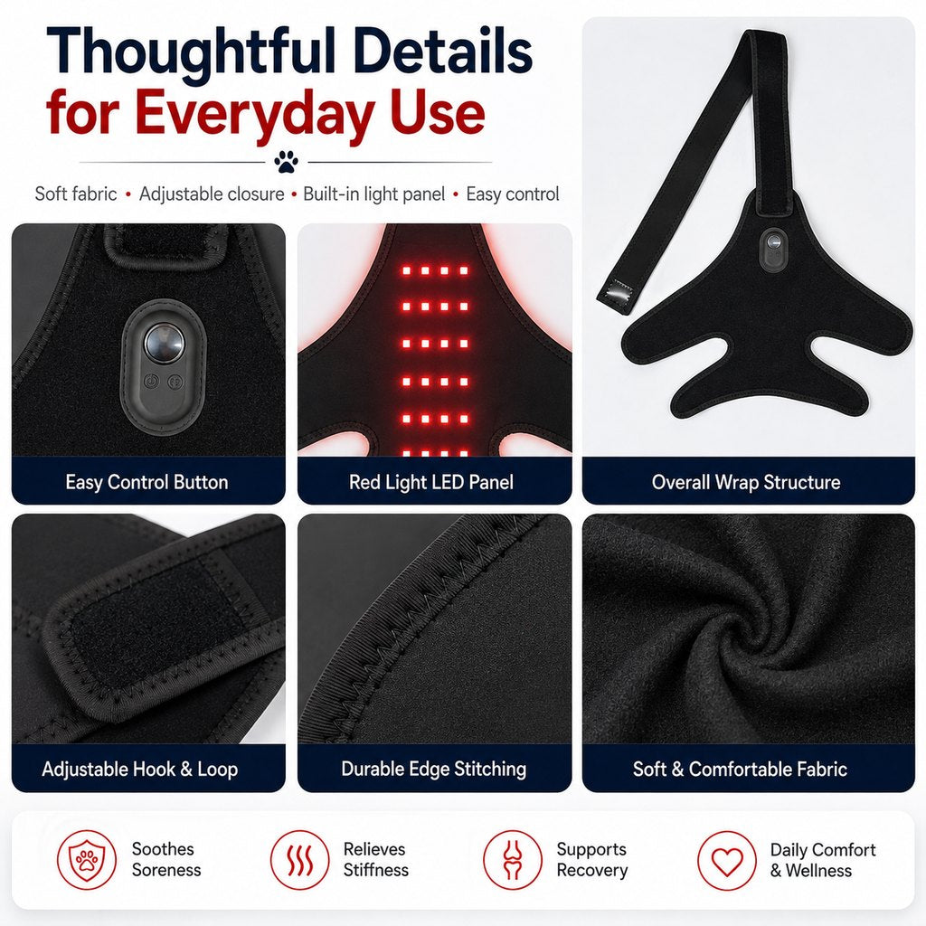 Paws in Awe Dog Red Light Therapy Leg Wrap for Senior & Active Dogs - 660nm/850nm Hind Leg Comfort & Mobility Support image 8
