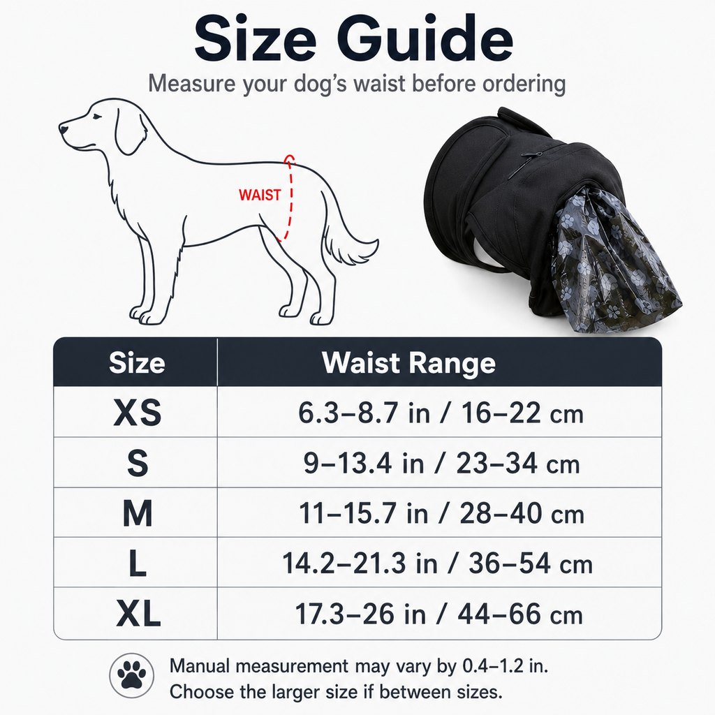 Dog waste catcher pants with 50 bags for daily walks