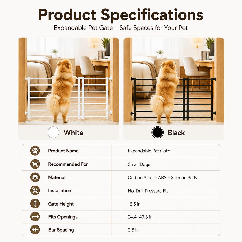 Paws in Awe No-Drill Expandable Pet Gate for Doorways - Adjustable Indoor Barrier for Small Dogs image 9