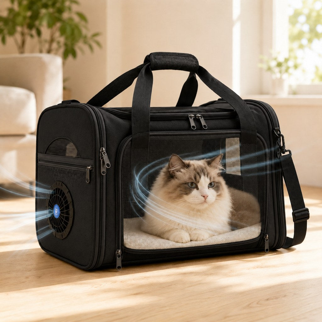 Fan-Assisted Pet Carrier for Vet Visits & Road Trips - Ventilated Travel Bag for Cats & Small Dogs image 13