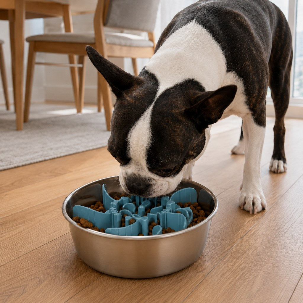 Fishbone Slow Feeder Bowl Insert for Fast-Eating Dogs - Trim-to-Fit Suction Insert or Stainless Steel Bowl Set image 11