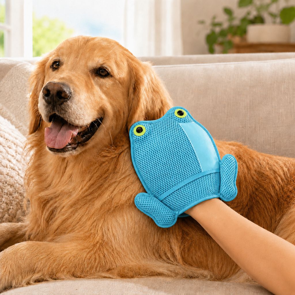 Paws in Awe Froggy Pet Hair Removal Grooming Mitt for Cats & Dogs - Gentle Daily Deshedding Glove for Sofas, Rugs, Clothes & Car Seats image 14