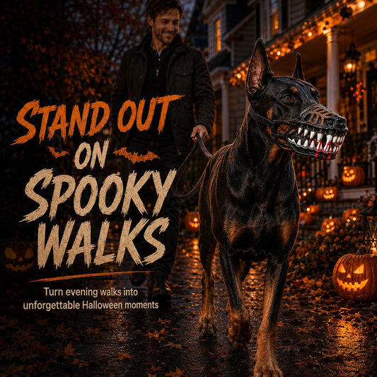 Paws in Awe Halloween Monster Dog Muzzle Costume - Adjustable Open-Nose Fang Mask for Parties, Photos & Spooky Walks image 2