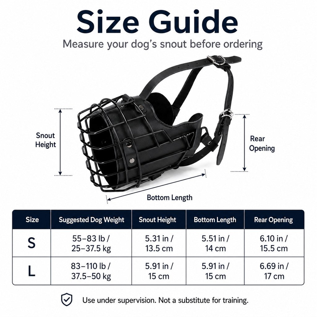 Paws in Awe Heavy-Duty Black Steel Basket Dog Muzzle for Large Dogs - Safer Walks, Vet Visits & Anti-Scavenging Control image 10