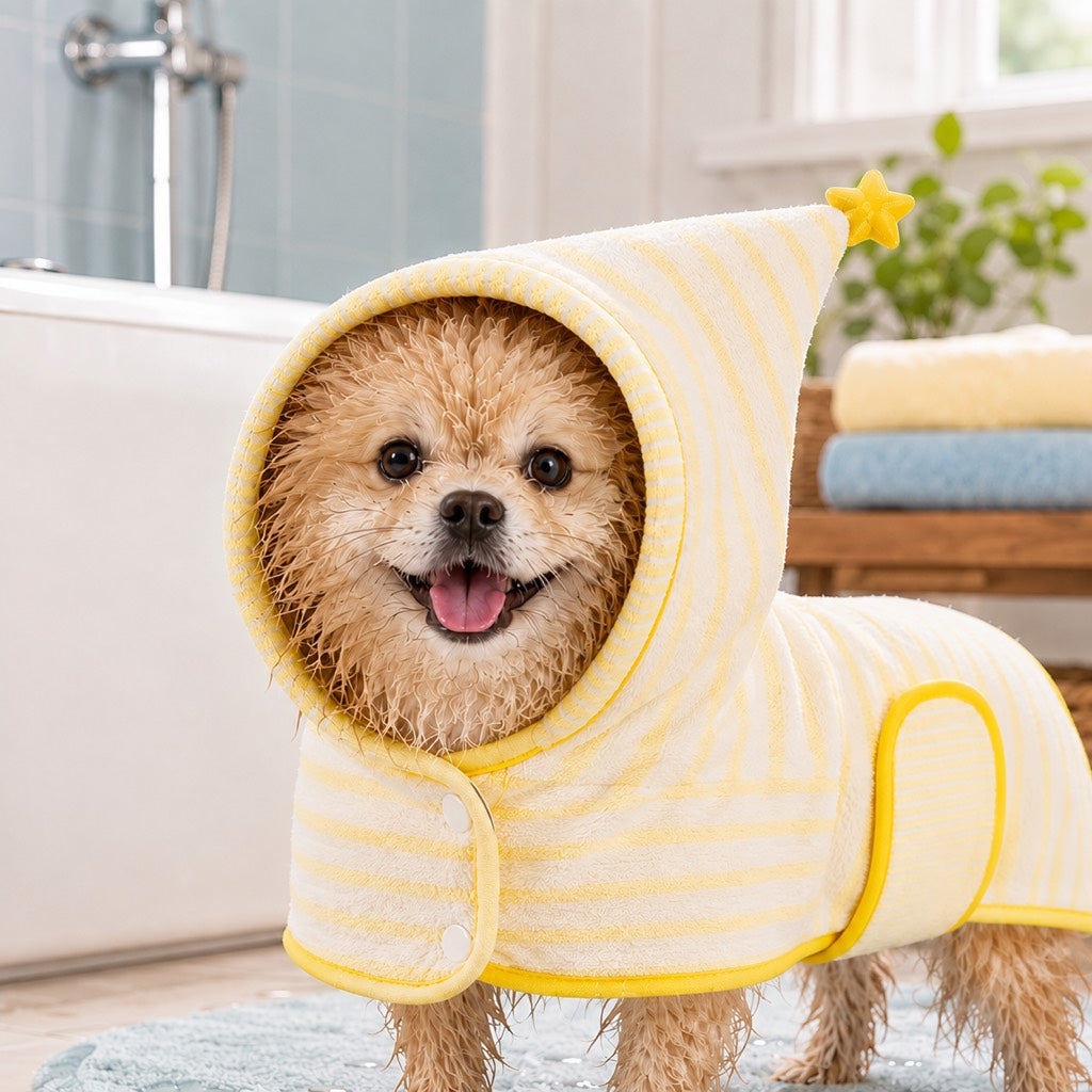 Paws in Awe Hooded Pet Drying Robe for Dogs & Cats - Fast Absorbent Wearable Towel for Bath, Rain & Swim to Keep Pets Dry, Warm & Home Clean image 11