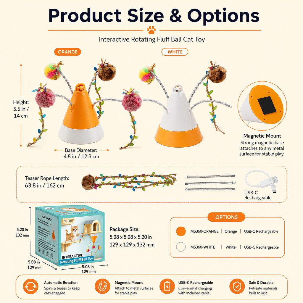 MiaSpin cat toy product size and options