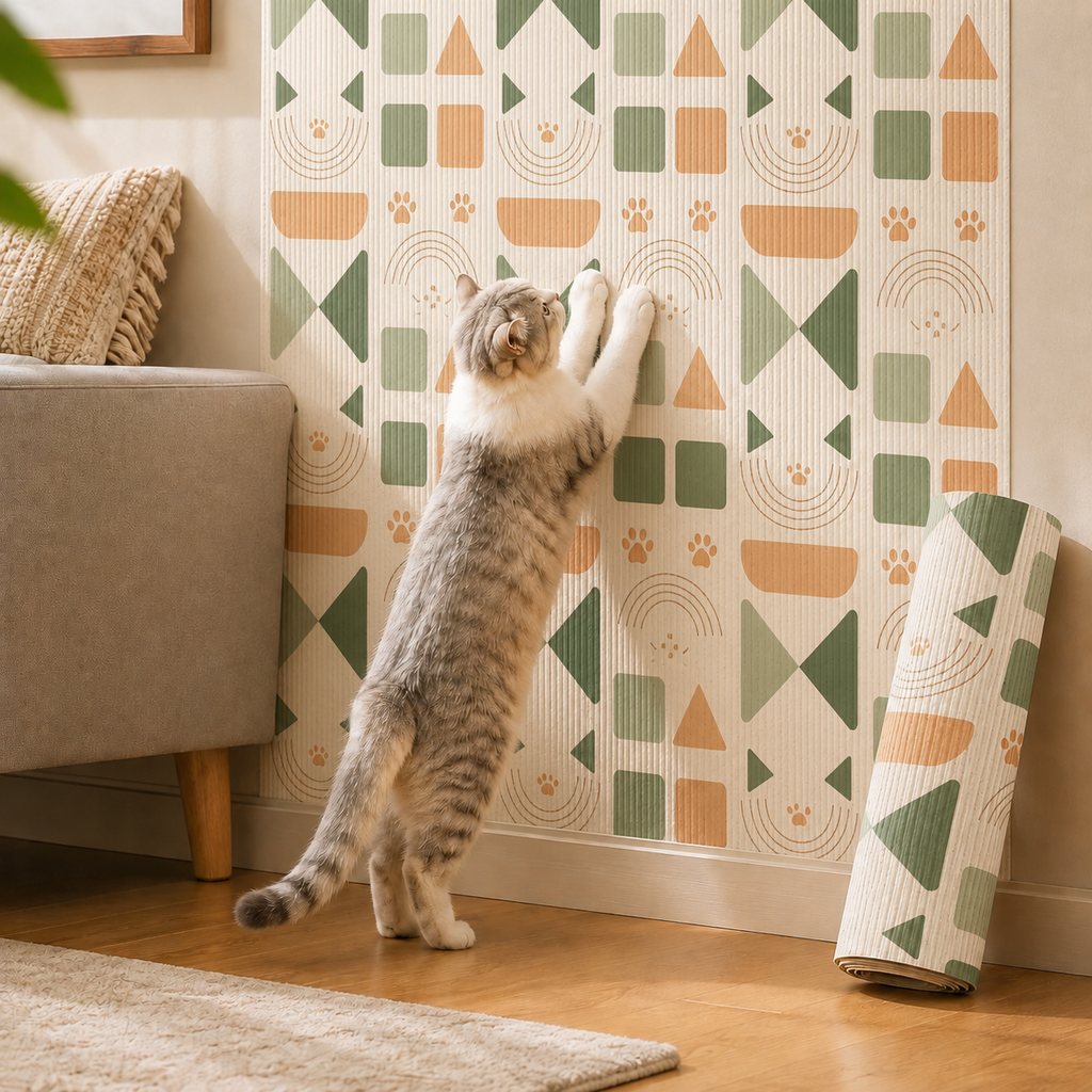 Paws in Awe Self-Adhesive Cat Scratch Mat for Wall & Furniture Protection – Cuttable Cat Scratching Pad for Sofa, Door, Bedside & Home Surfaces image 14