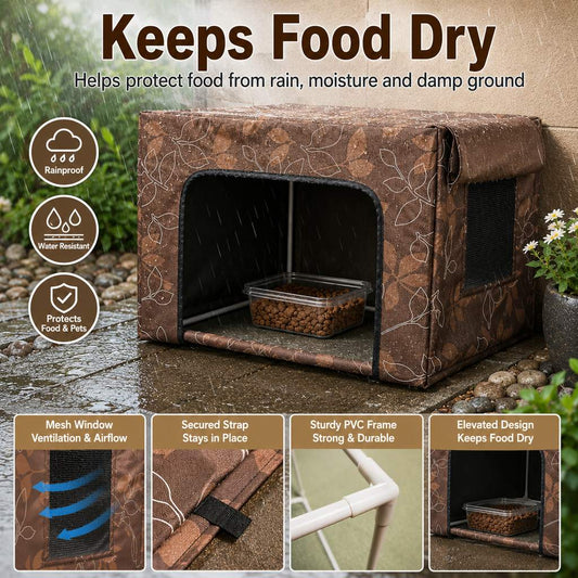 Paws in Awe Outdoor Cat Feeding Shelter for Backyards - Weather-Resistant Food Station Cover image 2