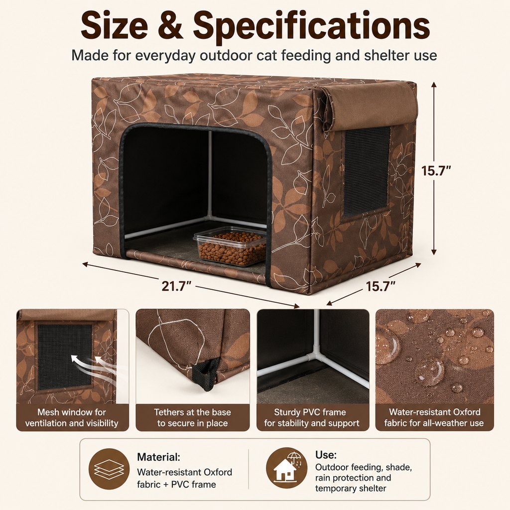 Paws in Awe Outdoor Cat Feeding Shelter for Backyards - Weather-Resistant Food Station Cover image 9