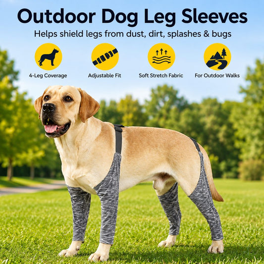 Paws in Awe 4-Leg Outdoor Dog Sleeves for Walks - Helps Keep Legs Cleaner image 2
