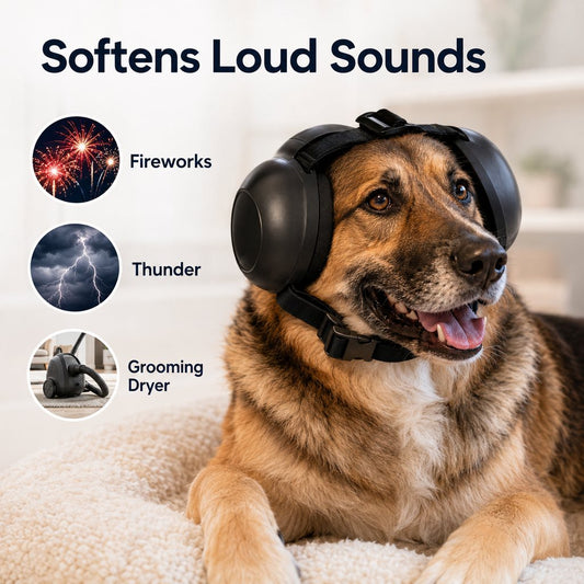 Paws in Awe Dog Noise-Reducing Ear Muffs for Fireworks, Thunderstorms & Grooming - Adjustable Anxiety Comfort Ear Protection for Medium & Large Dogs image 2