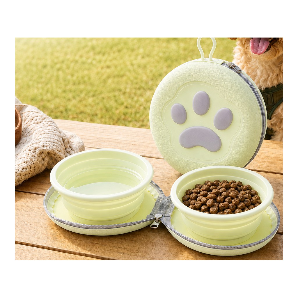 Paws in Awe Paw-Shaped Collapsible Pet Travel Bowl Set for Walks, Camping & Road Trips - Feed Anywhere Without Bulky Bowls image 11