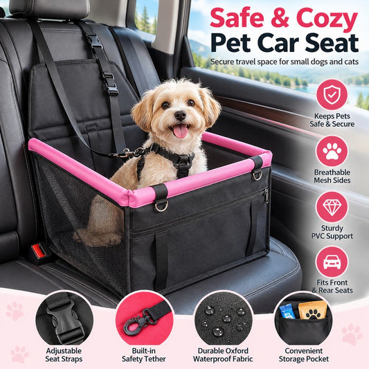 Paws in Awe Pet Car Booster Seat for Small Dogs and Cats - Stable Travel Seat to Reduce Roaming in Front and Rear Seats image 2