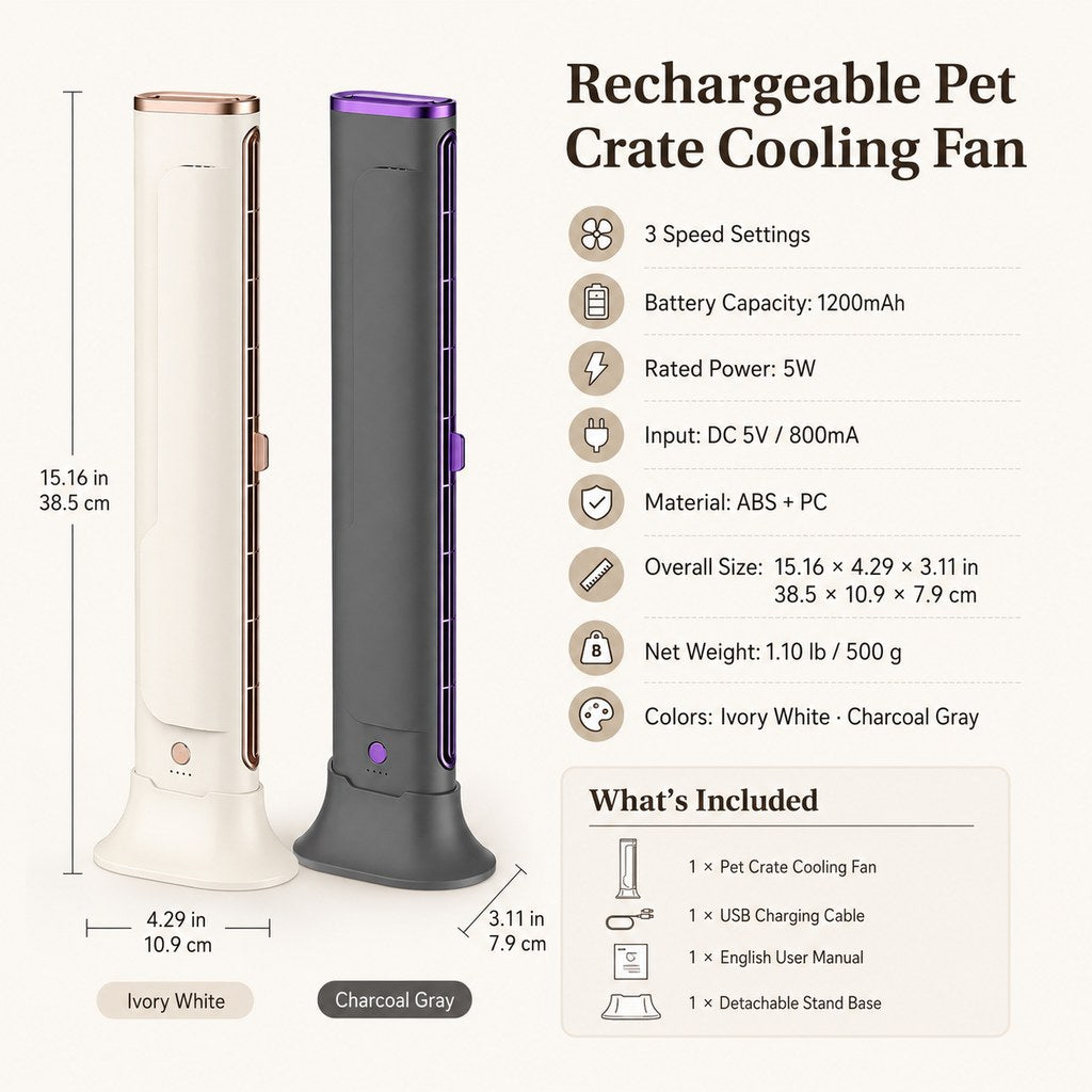 Paws in Awe Rechargeable Pet Crate Cooling Fan - 3-Speed Airflow for Stuffy Dog Kennels & Indoor Pet Spaces image 10