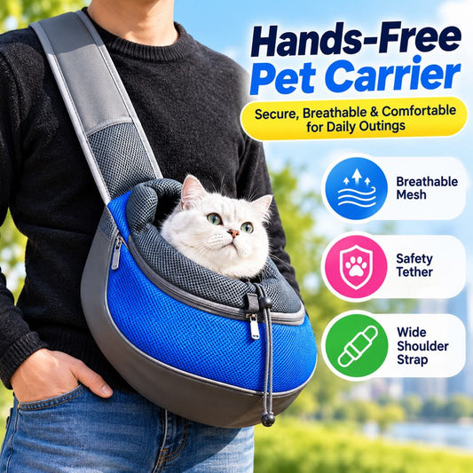 Hands-free pet sling carrier for daily walks