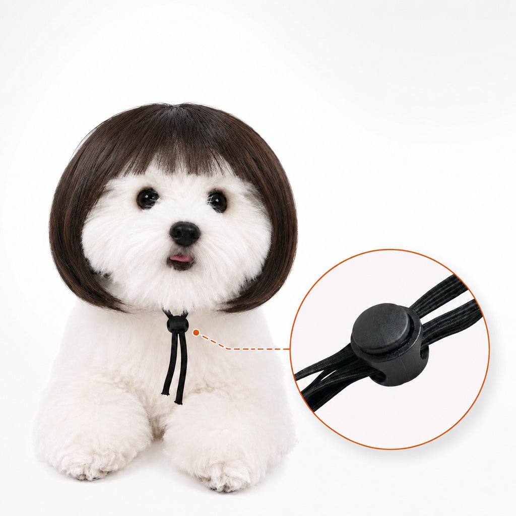 Paws in Awe Funny Short Bob Pet Wig for Photos & Parties - Easy Costume Prop for Cats & Small Dogs image 19