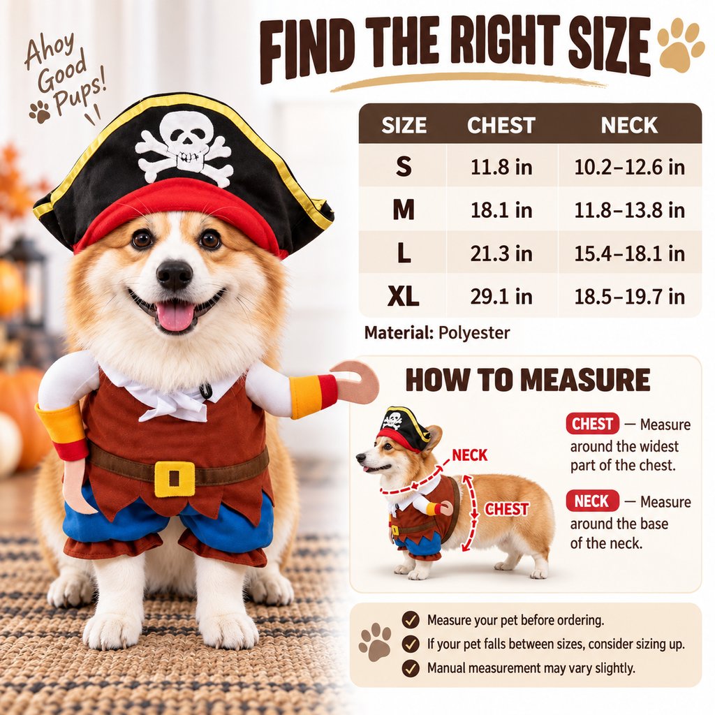 Pirate dog costume fabric and character detail grid