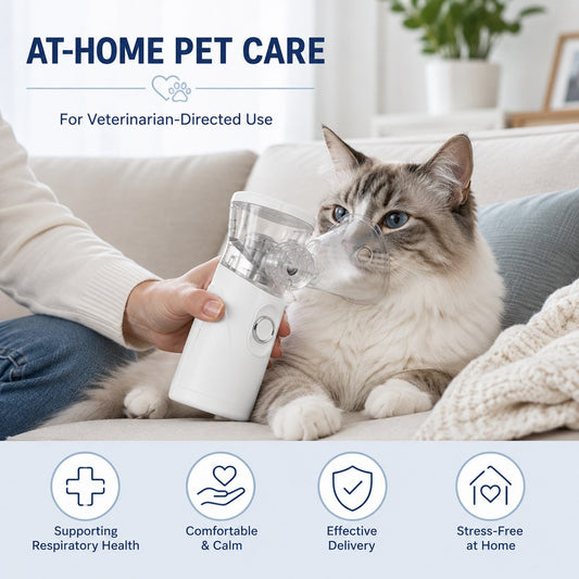 Portable pet nebulizer kit for at-home veterinarian-directed sessions