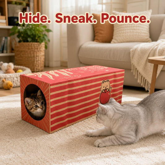 Paws in Awe Foldable Kraft Paper Cat Tunnel for Indoor Cats - Space-Saving Hide & Play Toy to Beat Boredom image 2