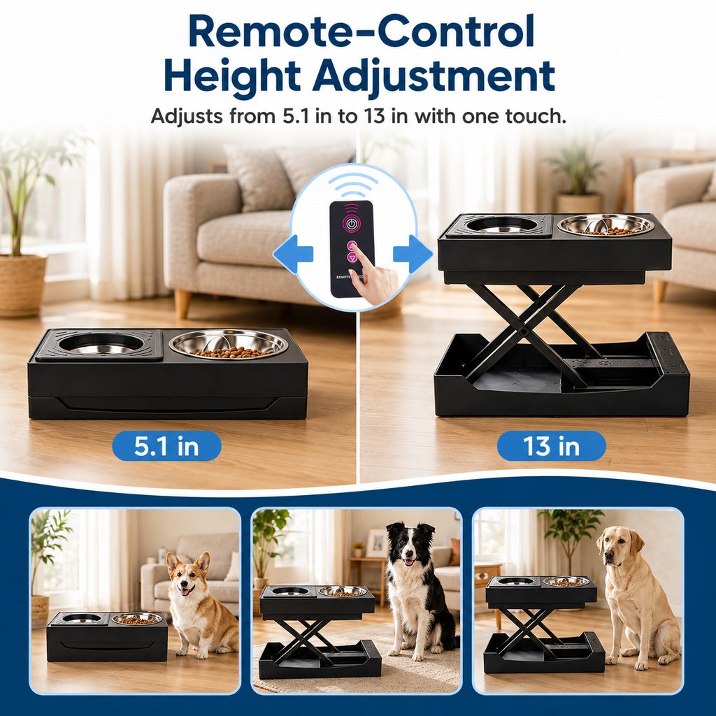 Paws in Awe Remote-Control Adjustable Dog Feeding Station for Home Meals - Helps Reduce Neck Bending, Slow Fast Eating & Keep Floors Cleaner image 10
