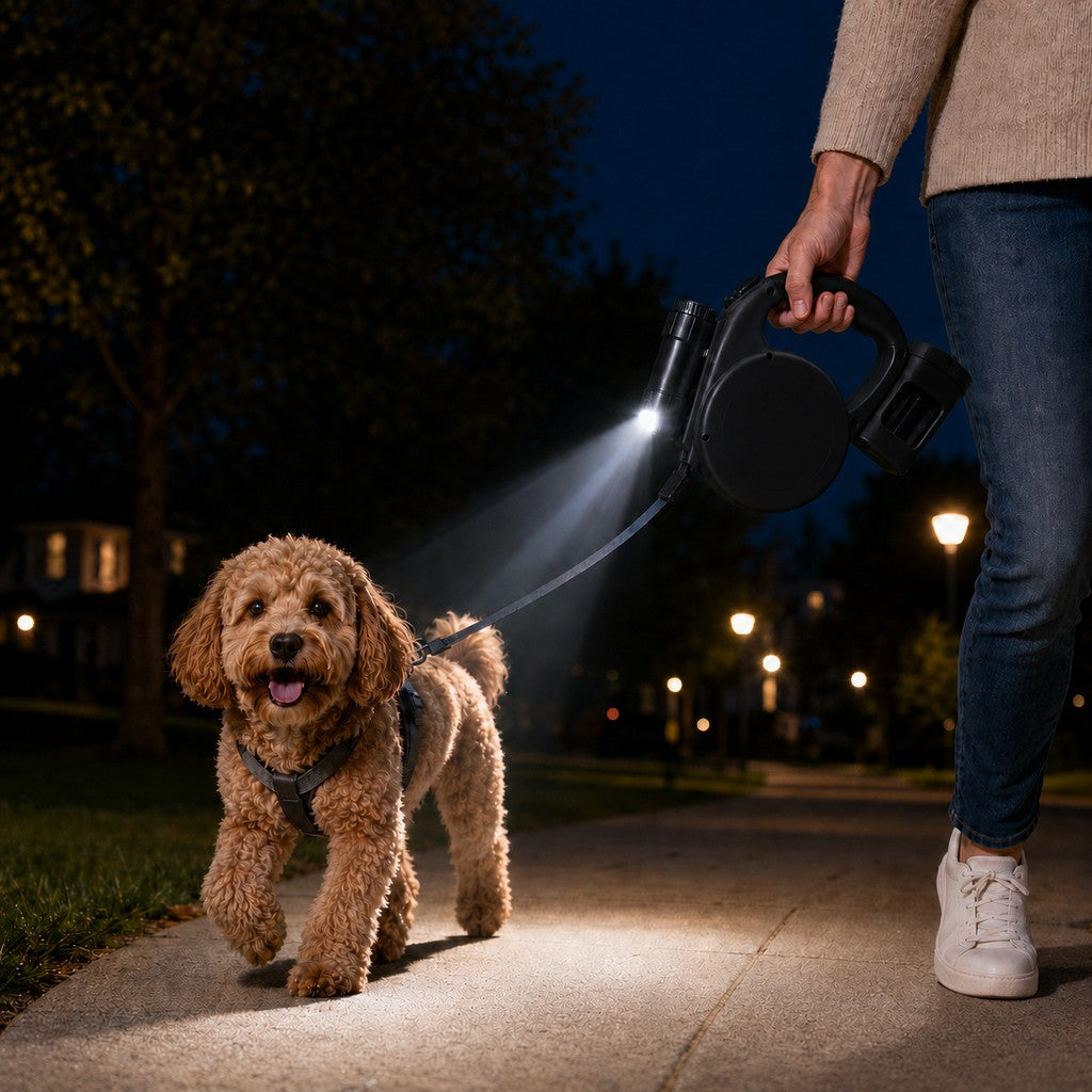 Paws in Awe 3-in-1 Retractable Dog Leash for Night Walks - Built-In Flashlight & Poop Bag Holder for Easier, Cleaner Walks image 15
