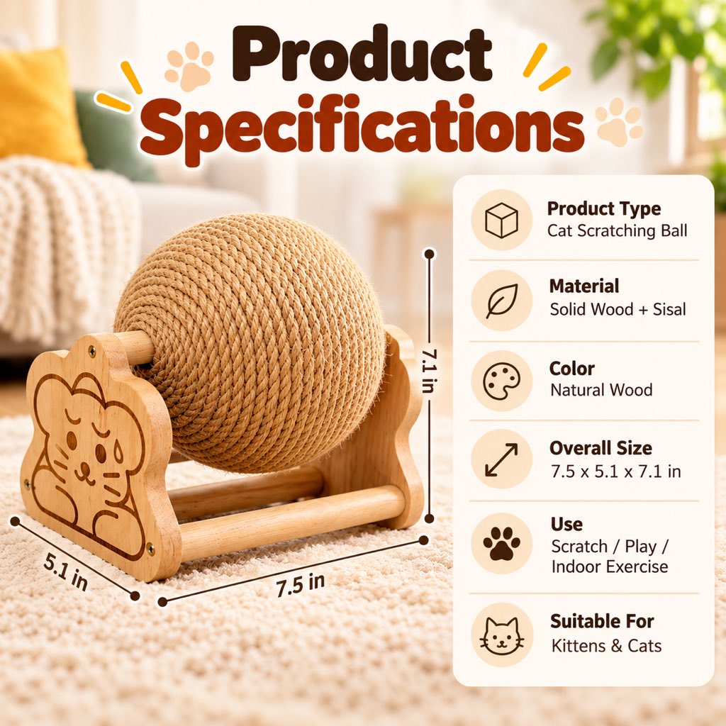 Sisal cat scratching ball product specifications and dimensions