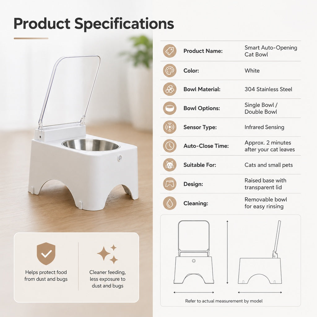 Paws in Awe Smart Auto-Opening Covered Cat Bowl for Cleaner Indoor Feeding - Rechargeable Dustproof Cat Feeder image 10