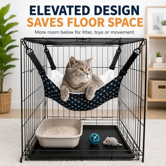 Paws in Awe Reversible Cat Cage Hammock with Adjustable Straps - Space-Saving Hanging Bed for Wire Crates image 2