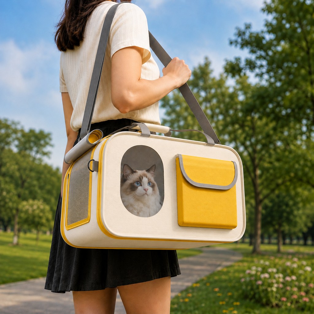 Paws in Awe Large Breathable Pet Carrier for Cats & Small Dogs - Roomy Travel Bag for Vet Visits, Road Trips & Daily Outings image 1