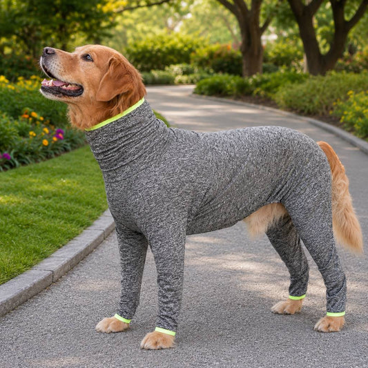 Paws in Awe Large Dog Full-Body Suit for Indoor Wear - Stretch 4-Leg Coverall image 1