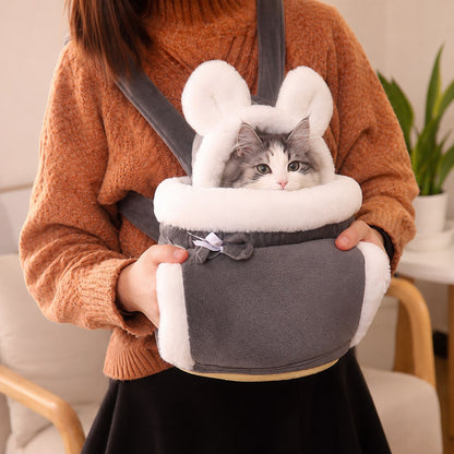 Paws in Awe Winter Warm Cat Carrier Backpack for Cold-Weather Outings - Plush Hands-Free Carrier for Cats & Small Pets image 1