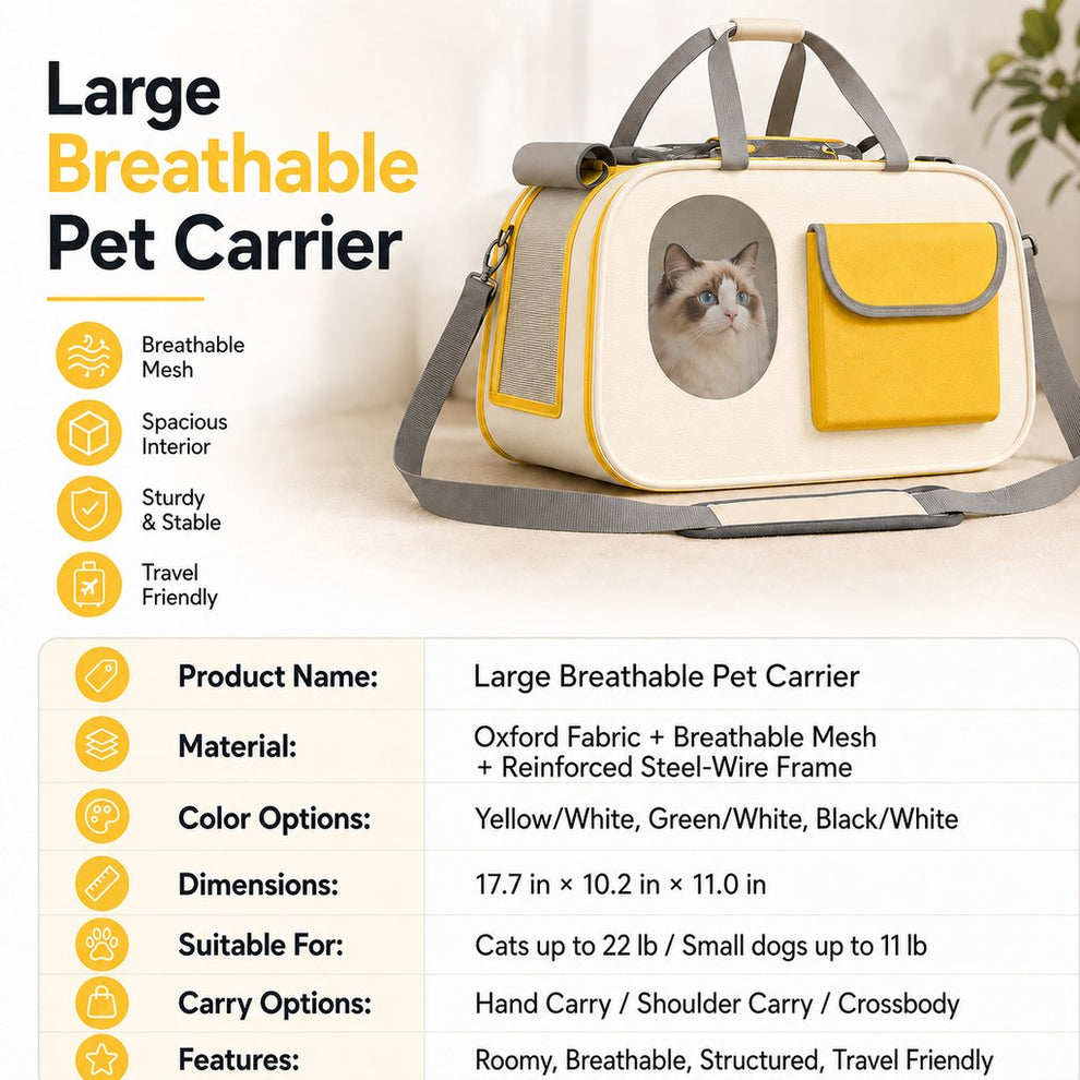 Paws in Awe Large Breathable Pet Carrier for Cats & Small Dogs - Roomy Travel Bag for Vet Visits, Road Trips & Daily Outings image 7