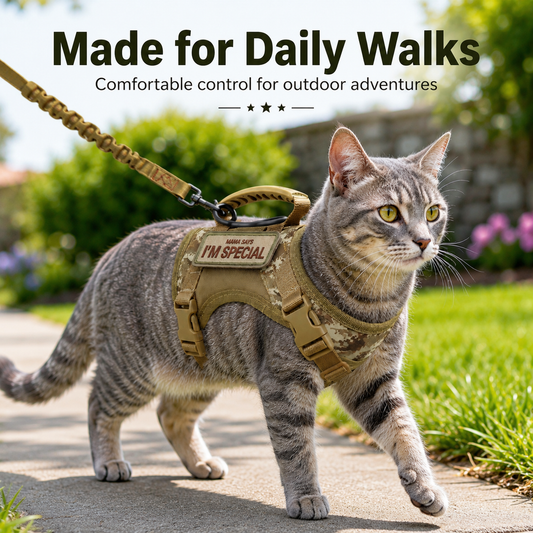 Paws in Awe Tactical Cat Harness with Leash for Outdoor Walks, Adjustable Escape-Resistant Vest for Cats image 2
